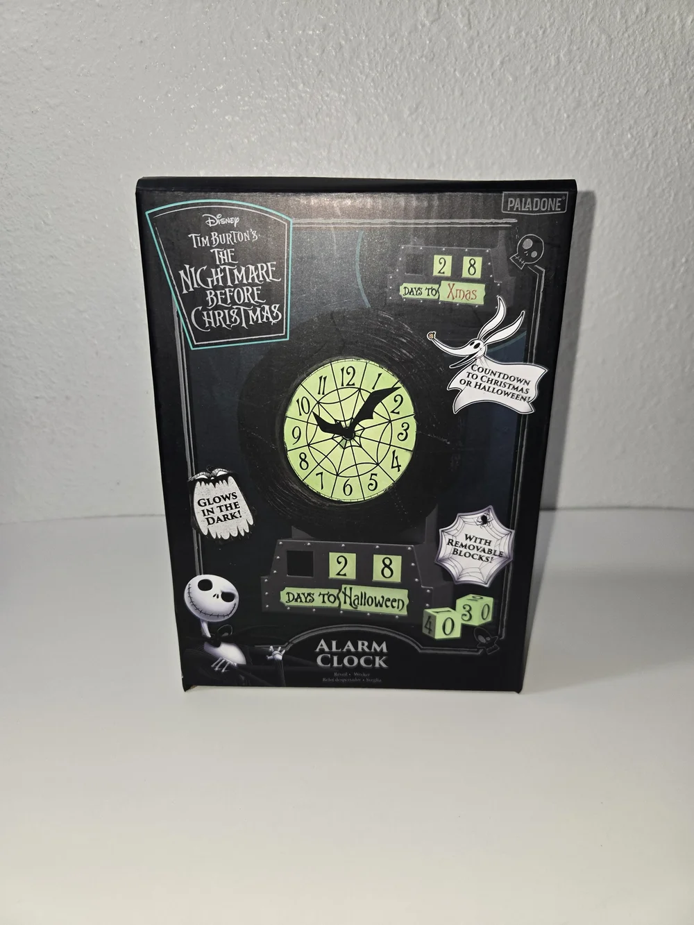 Disney The Nightmare Before Christmas Black Alarm Clock with Glow Green Face
